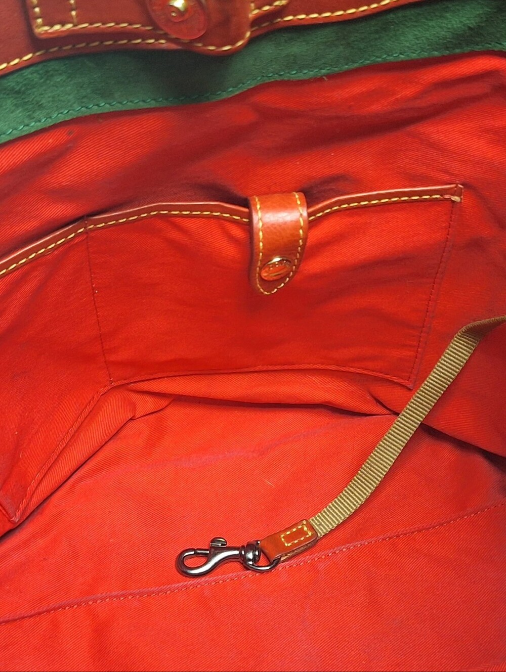 Dooney and Bourke Florentine Leather Pocket Shopper, RED, GUC - Picture 14 of 16